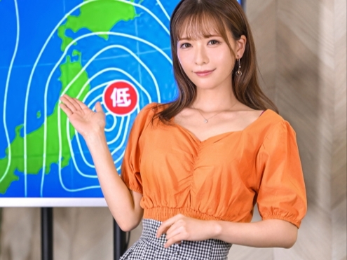 【天気予報はエロ予報】超カワイイお天気お姉さんが生放送でまさかのセクハラ被害！カメラの前で恥ずかしがりながらも肉棒に悶絶♡キュートな顔してエッチな声出しちゃう！